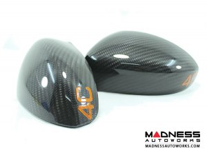 Alfa Romeo 4C Mirror Covers - Carbon Fiber - Full Replacements - Orange 4C 